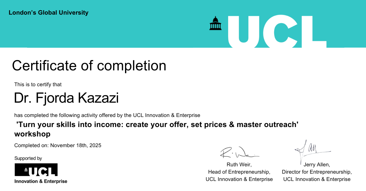 Innovation Certificate, UCL